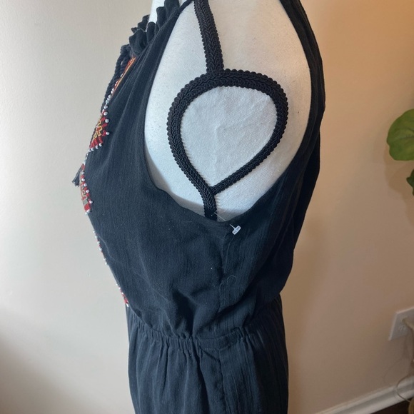 Madewell Embroidered Black Boho Aztec Maxi Dress Halter Top size Small EUC - Picture 10 of 11